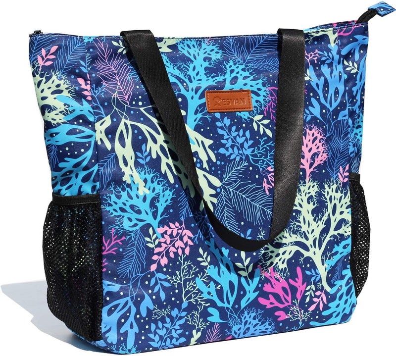 ESVAN Original Floral Water Resistant Large Tote Bag Shoulder Bag for Gym Beach Travel Daily Bags Upgraded - Image 1